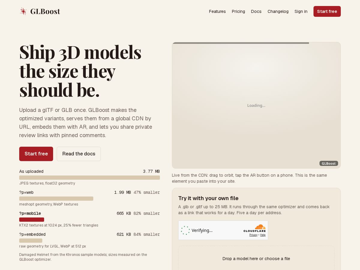 Landing-page snapshot of glboost.com
