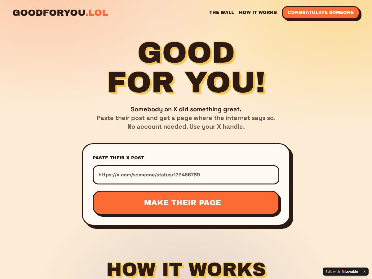 Landing-page snapshot of goodforyou.lol