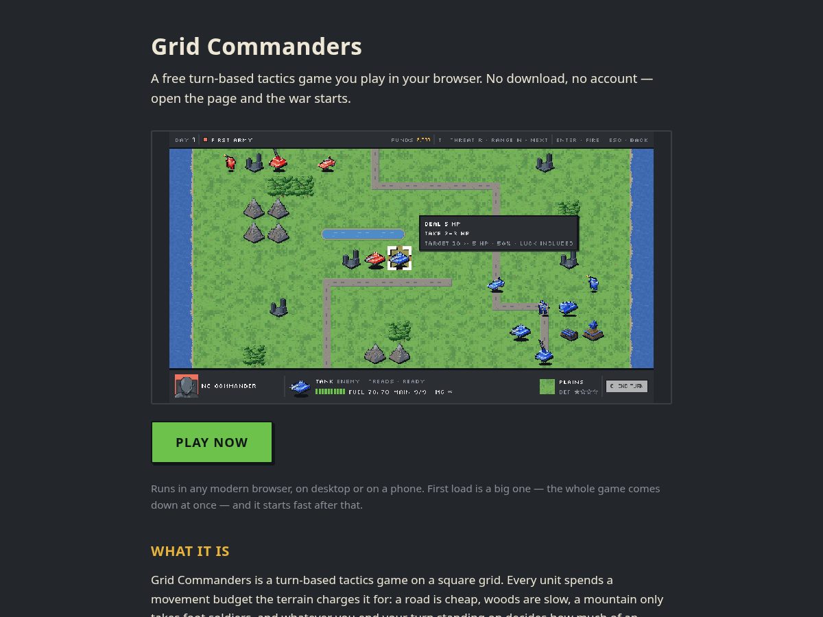 Landing-page snapshot of gridcommanders.com