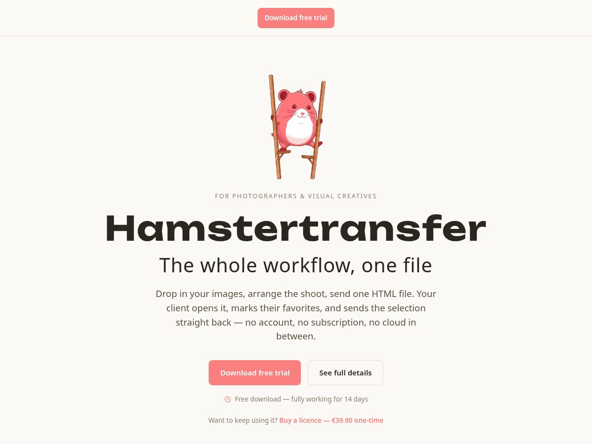 Landing-page snapshot of hamstertransfer.com
