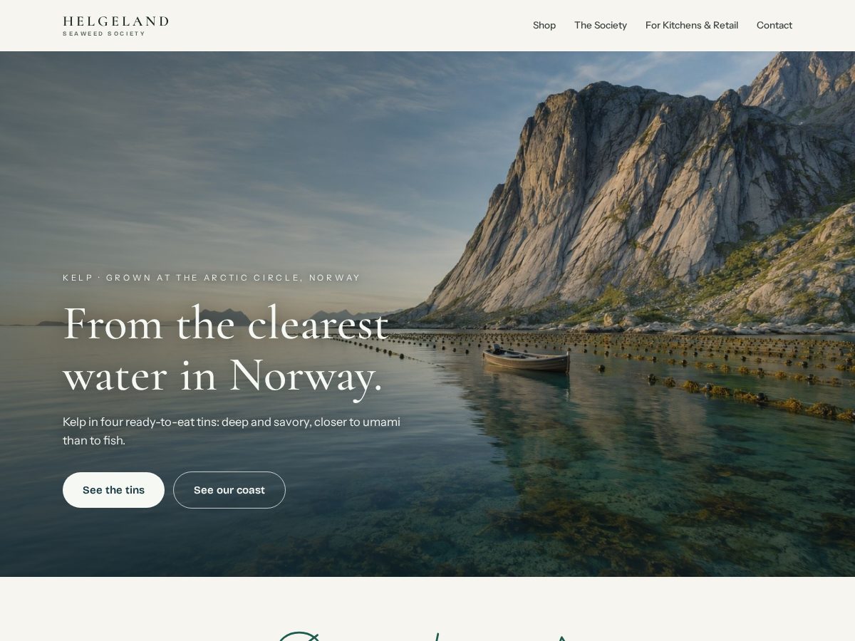 Landing-page snapshot of helgelandseaweedsociety.com