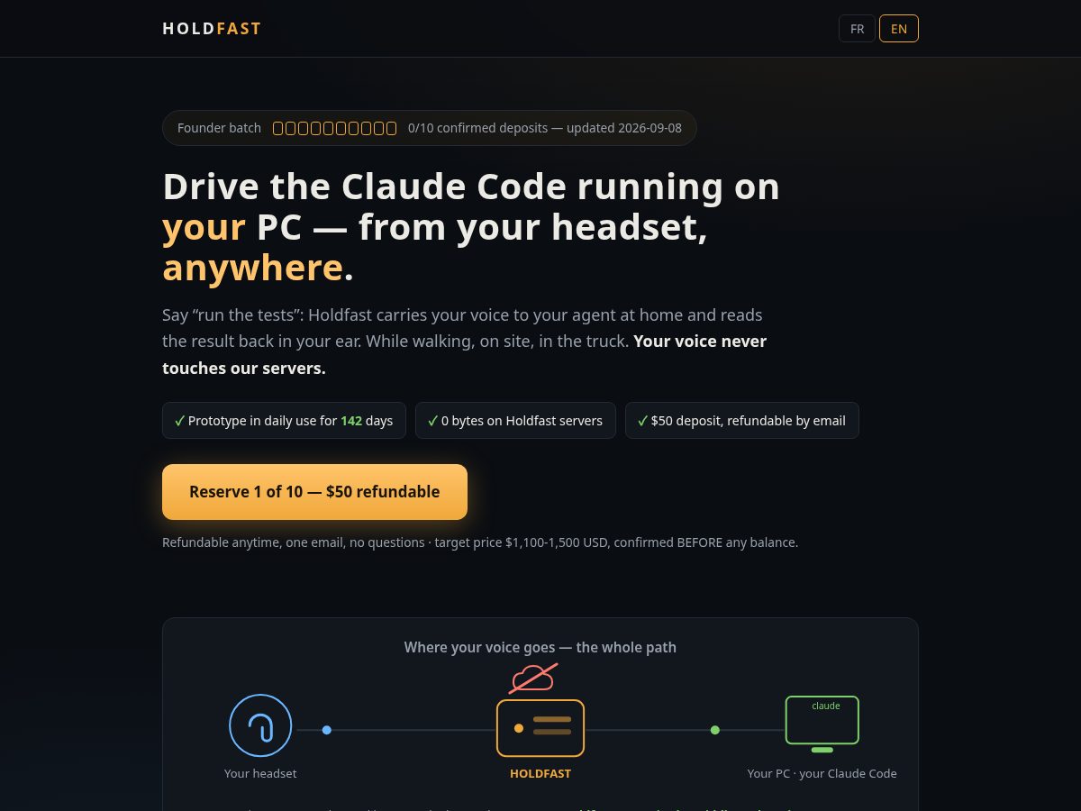 Landing-page snapshot of holdfastbox.com