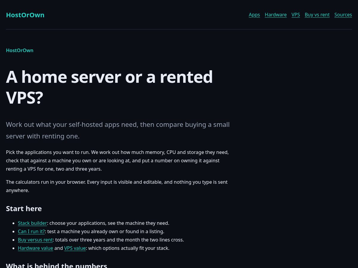 Landing-page snapshot of hostorown.com