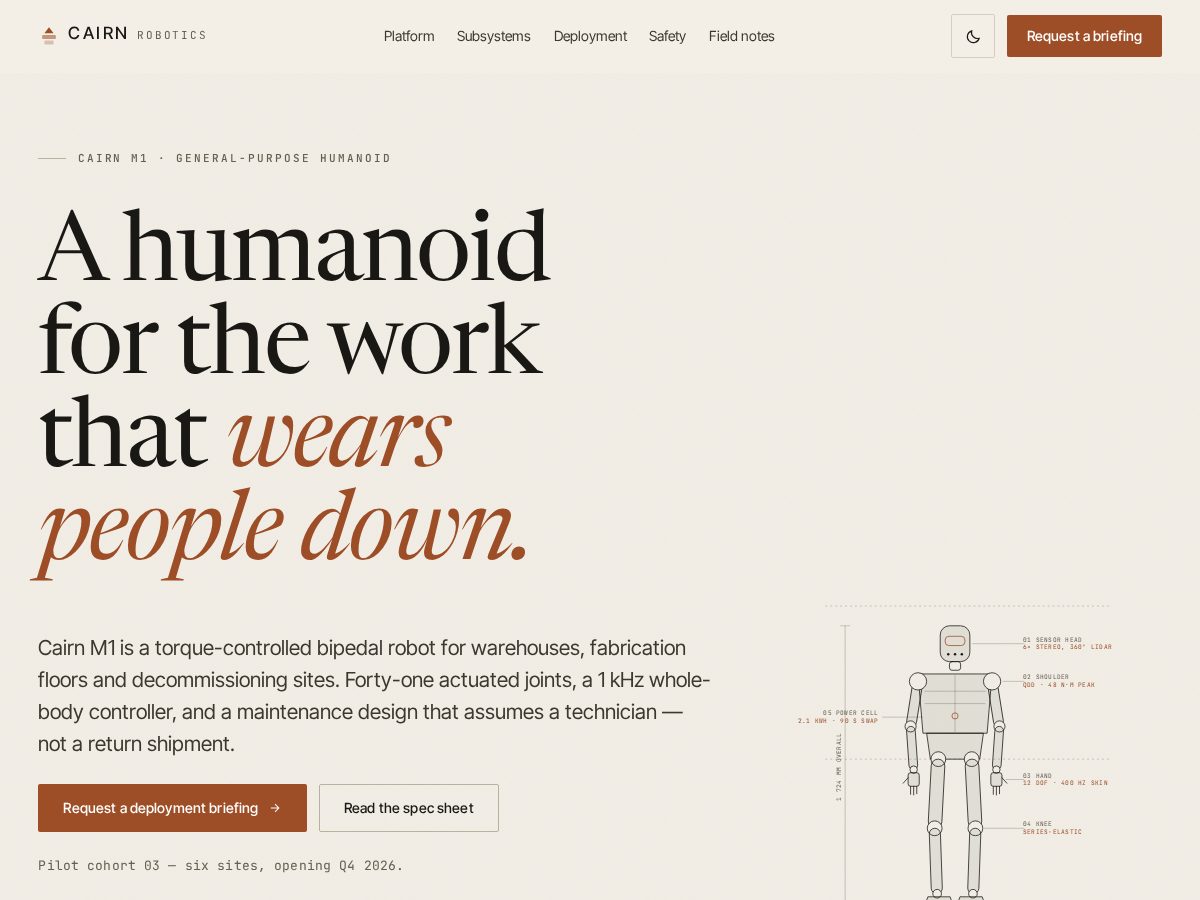Landing-page snapshot of humanoid-robots.sale