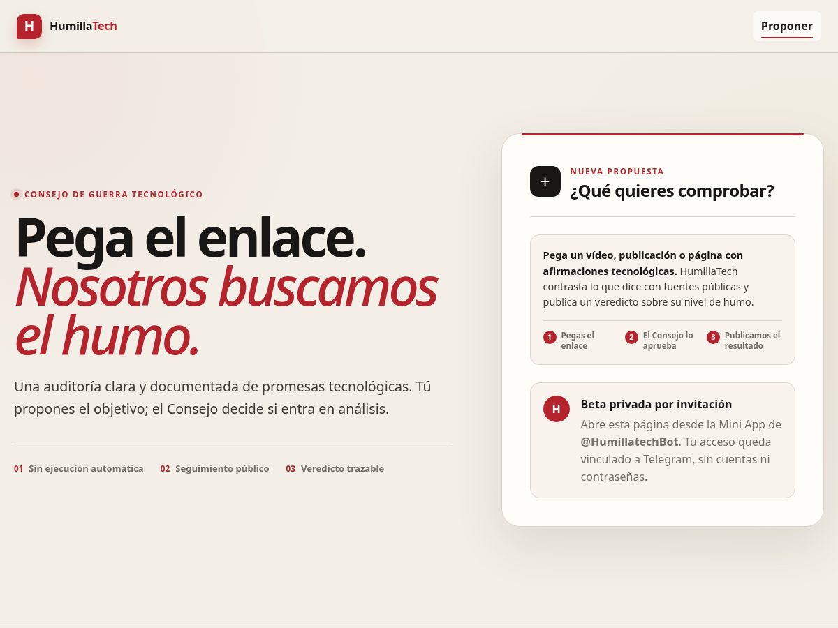 Landing-page snapshot of humillatech.com