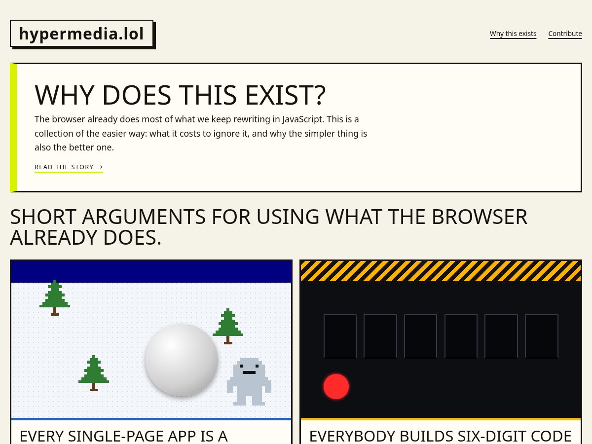 Landing-page snapshot of hypermedia.lol