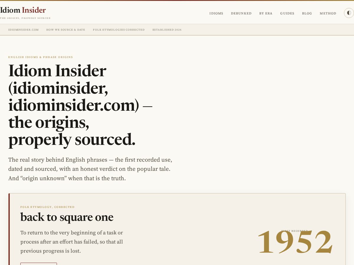 Landing-page snapshot of idiominsider.net