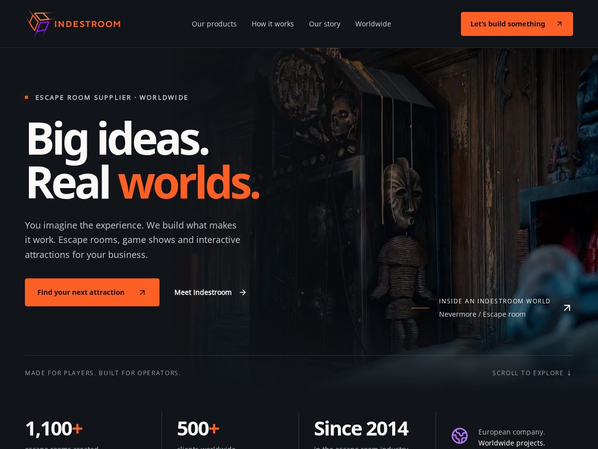 Landing-page snapshot of indestroom.space