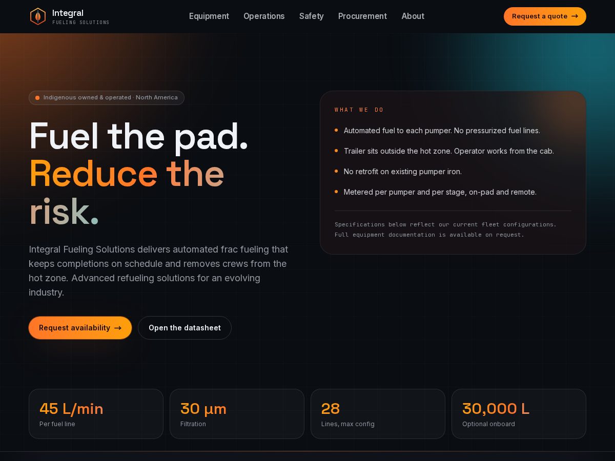 Landing-page snapshot of integral-fuel.com