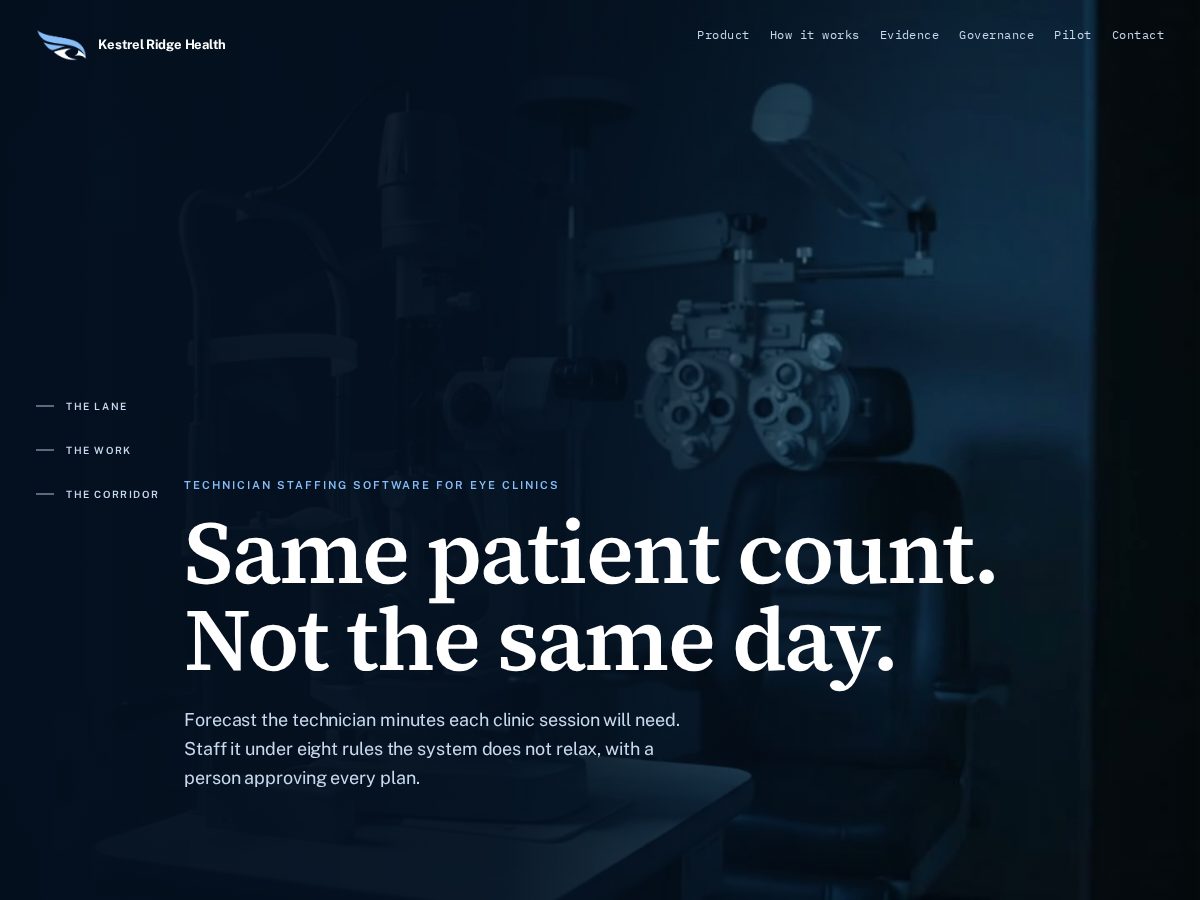 Landing-page snapshot of kestrelridgehealth.com