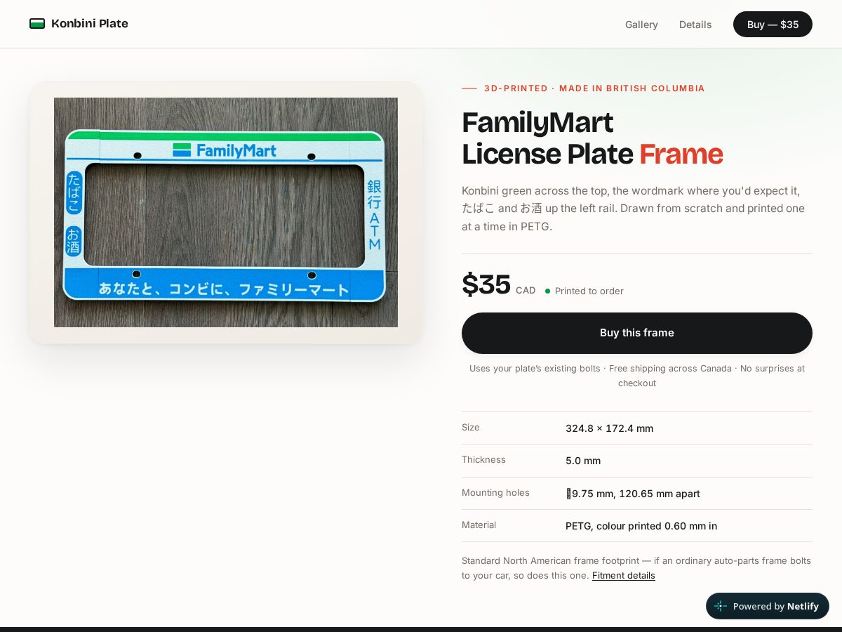 Landing-page snapshot of konbiniplate.com