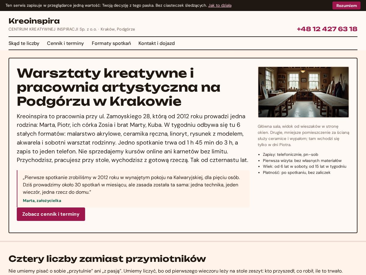 Landing-page snapshot of kreoinspira.online