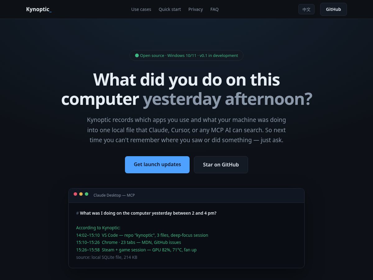 Landing-page snapshot of kynoptic.com