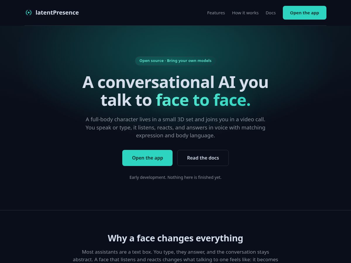 Landing-page snapshot of latentpresence.com