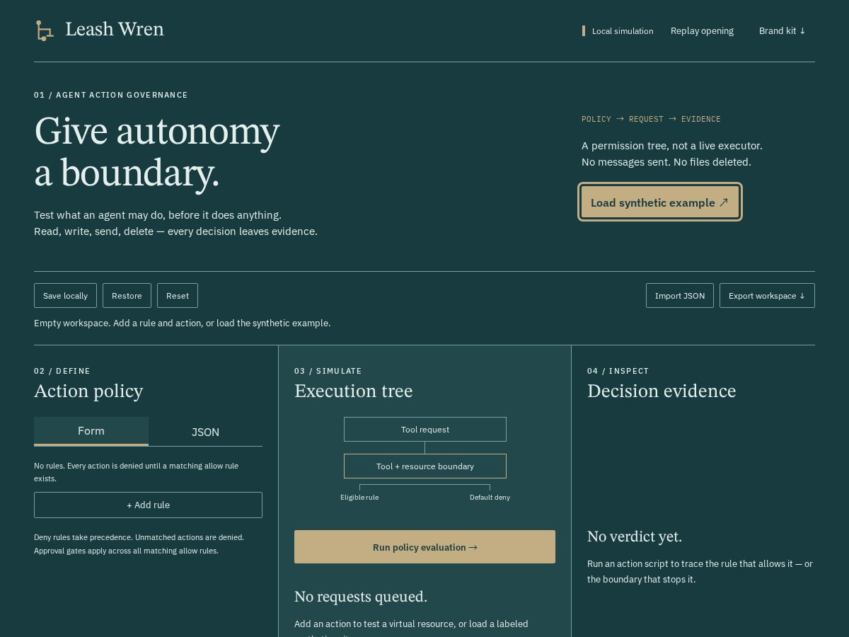 Landing-page snapshot of leashwren.xyz