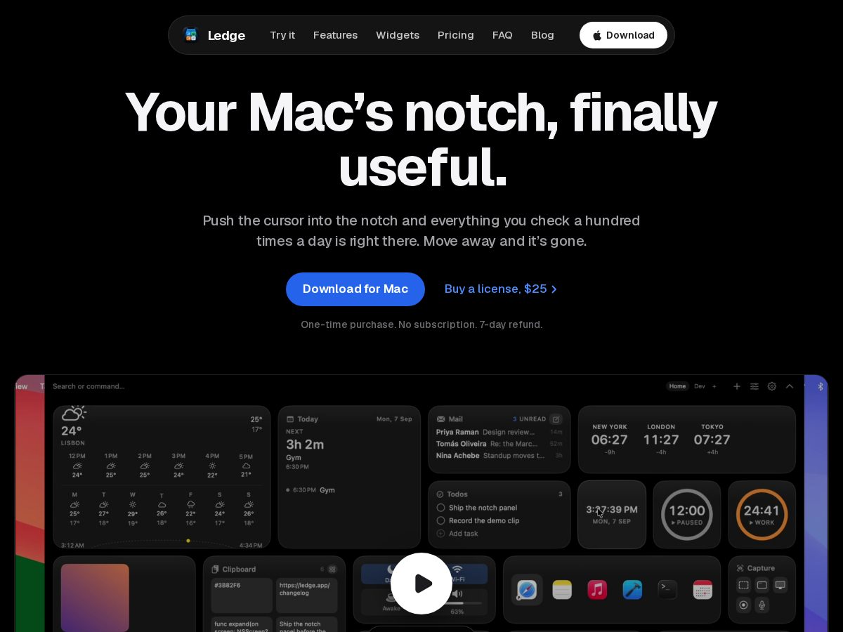 Landing-page snapshot of ledgeformac.com