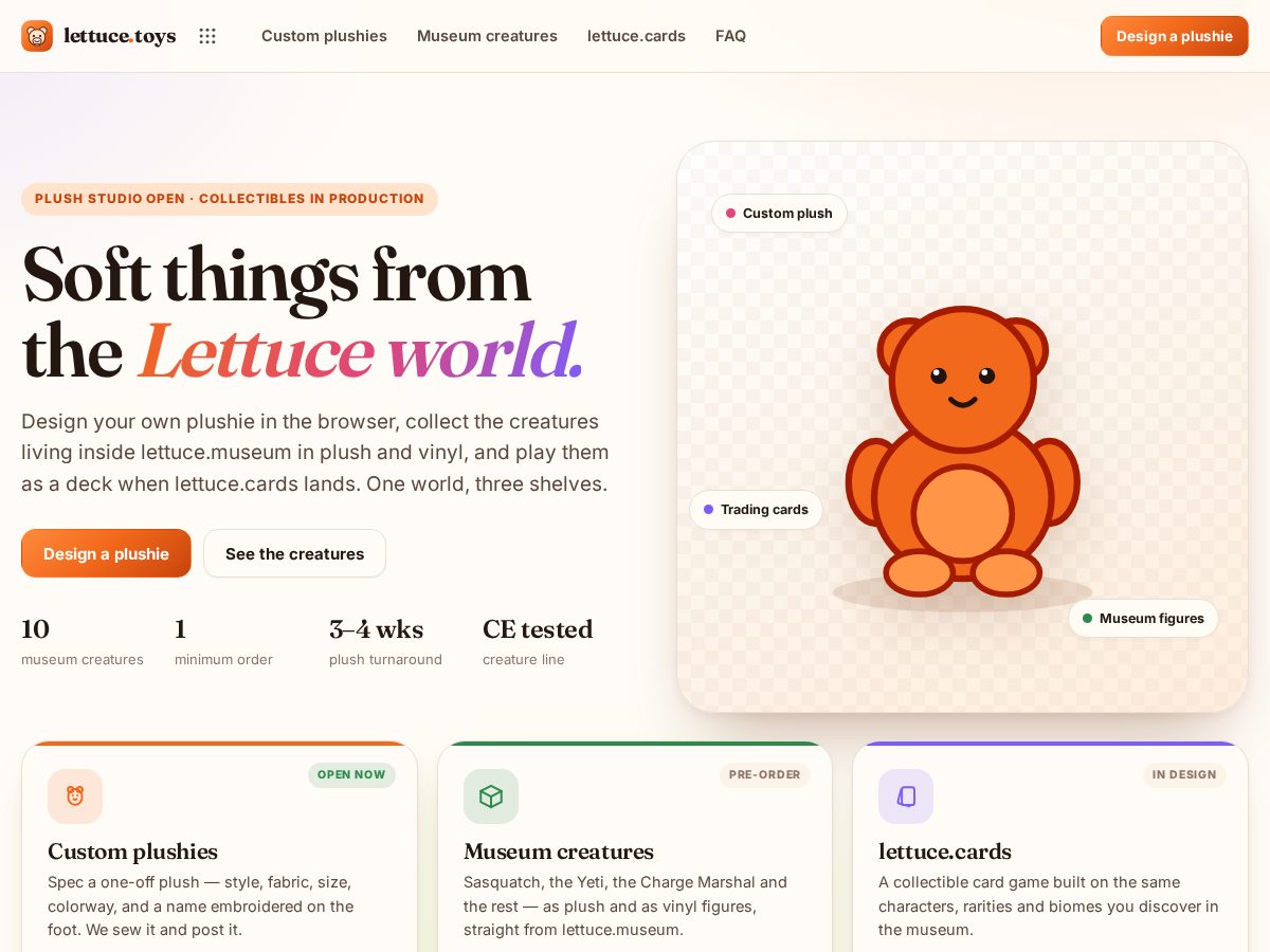 Landing-page snapshot of lettuce.toys