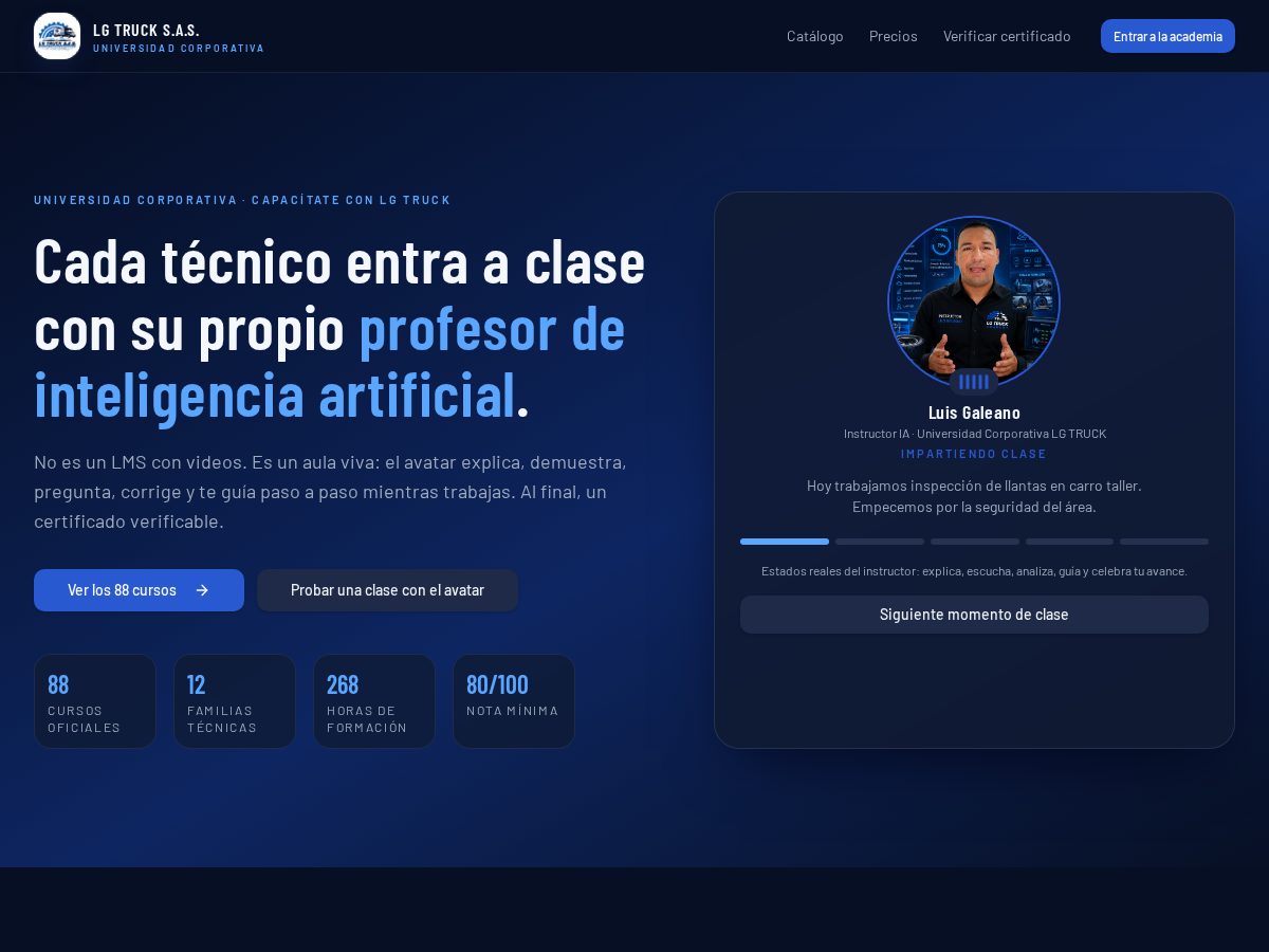 Landing-page snapshot of lgtruckacademy.site