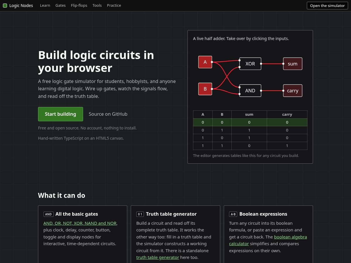 Landing-page snapshot of logicgates.org