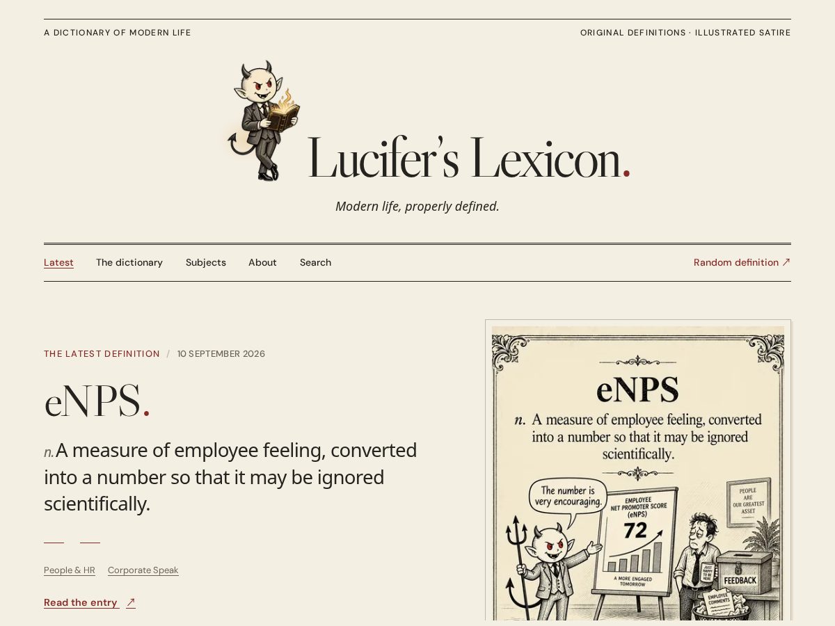 Landing-page snapshot of lucifers-lexicon.com