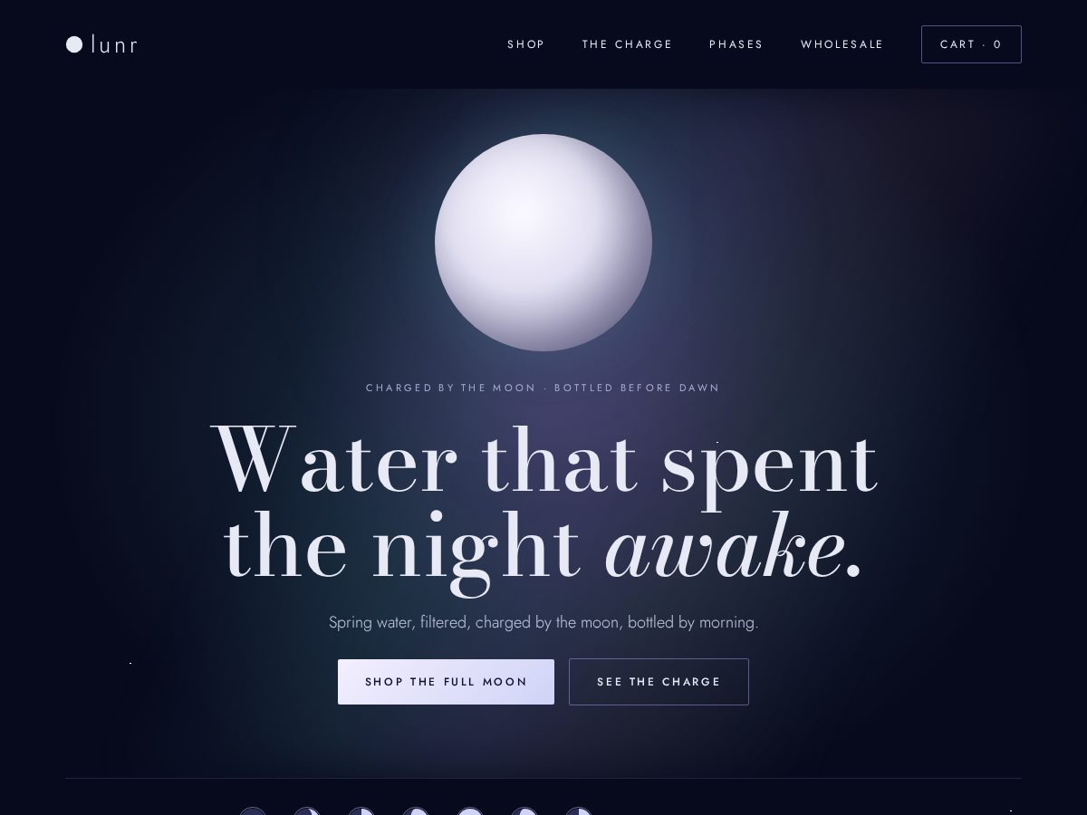 Landing-page snapshot of lunrwater.com