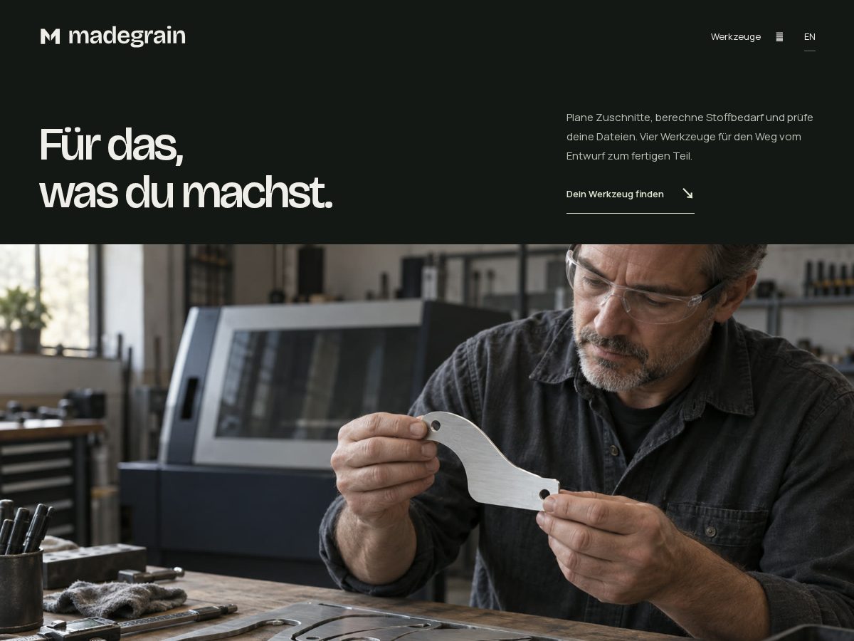 Landing-page snapshot of madegrain.com