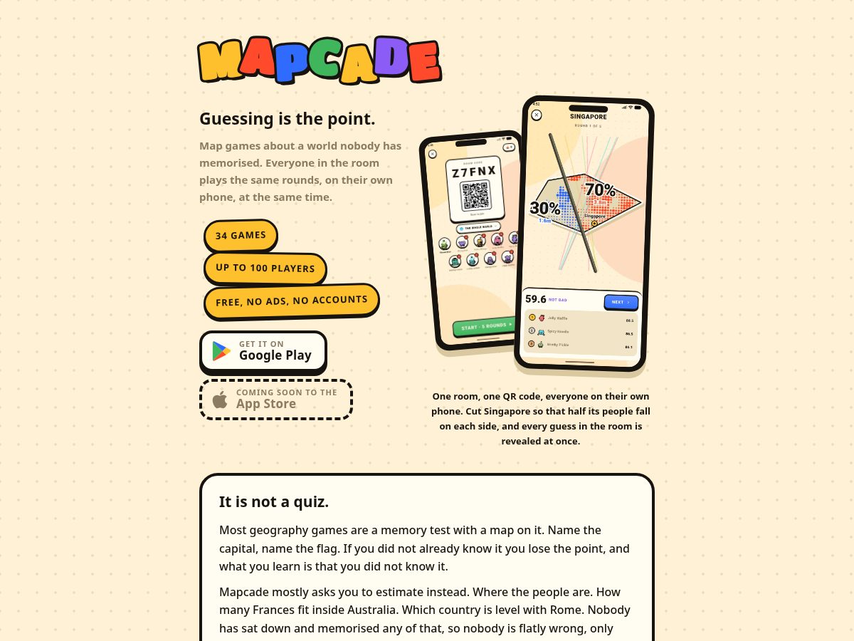 Landing-page snapshot of mapcade.com