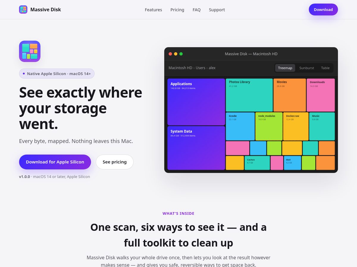 Landing-page snapshot of massivedisk.com