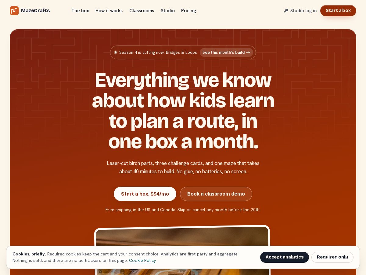Landing-page snapshot of mazecrafts.com