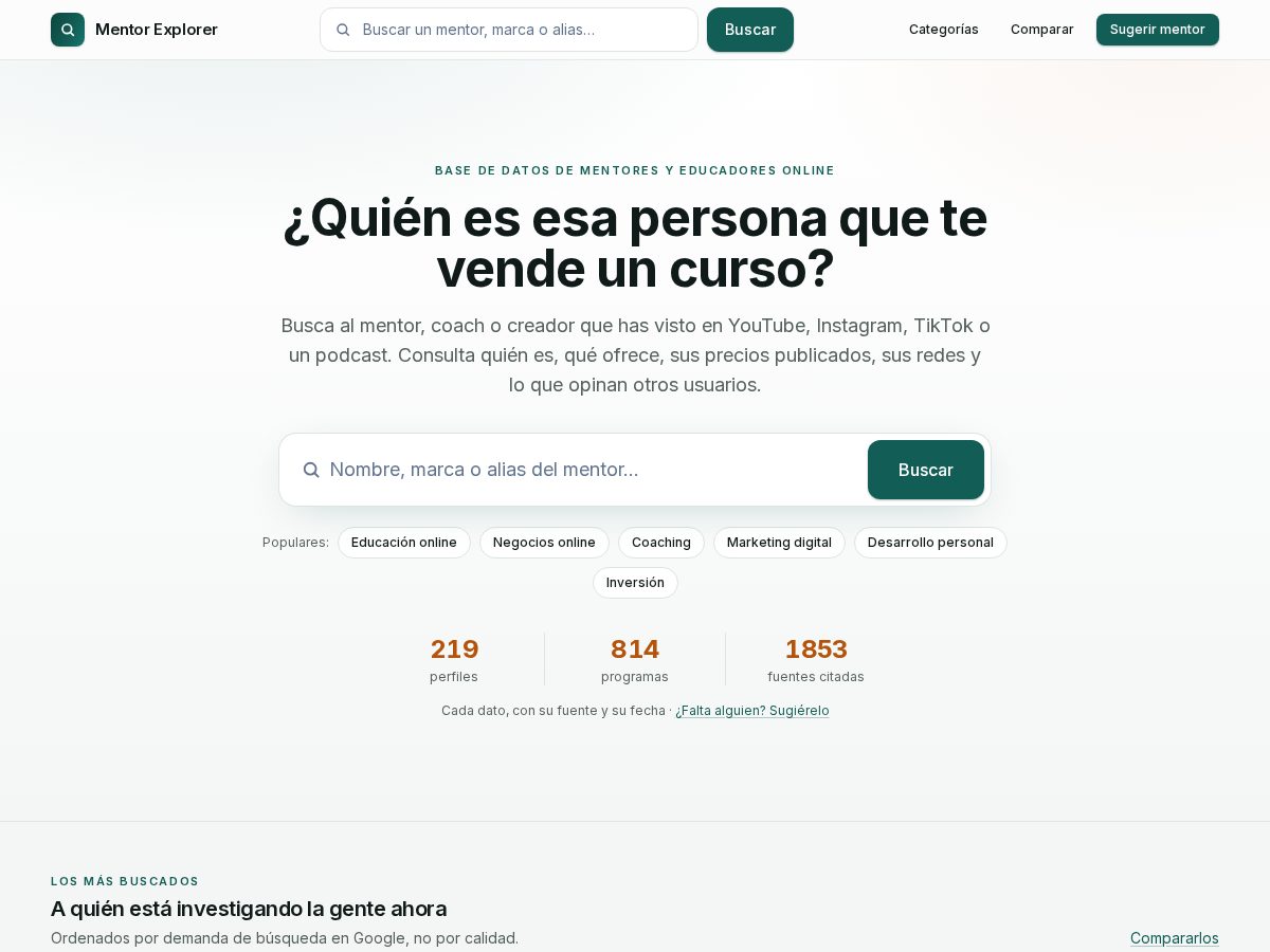 Landing-page snapshot of mentorexplorer.com