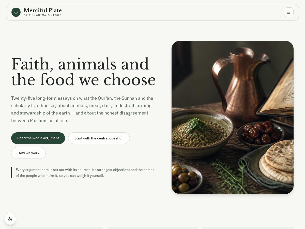 Landing-page snapshot of mercifulplate.org