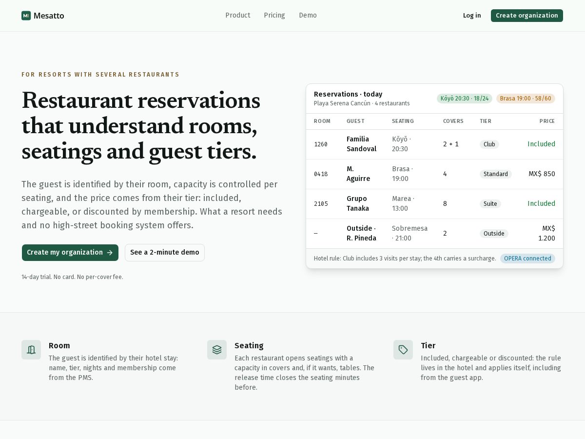 Landing-page snapshot of mesatto.com