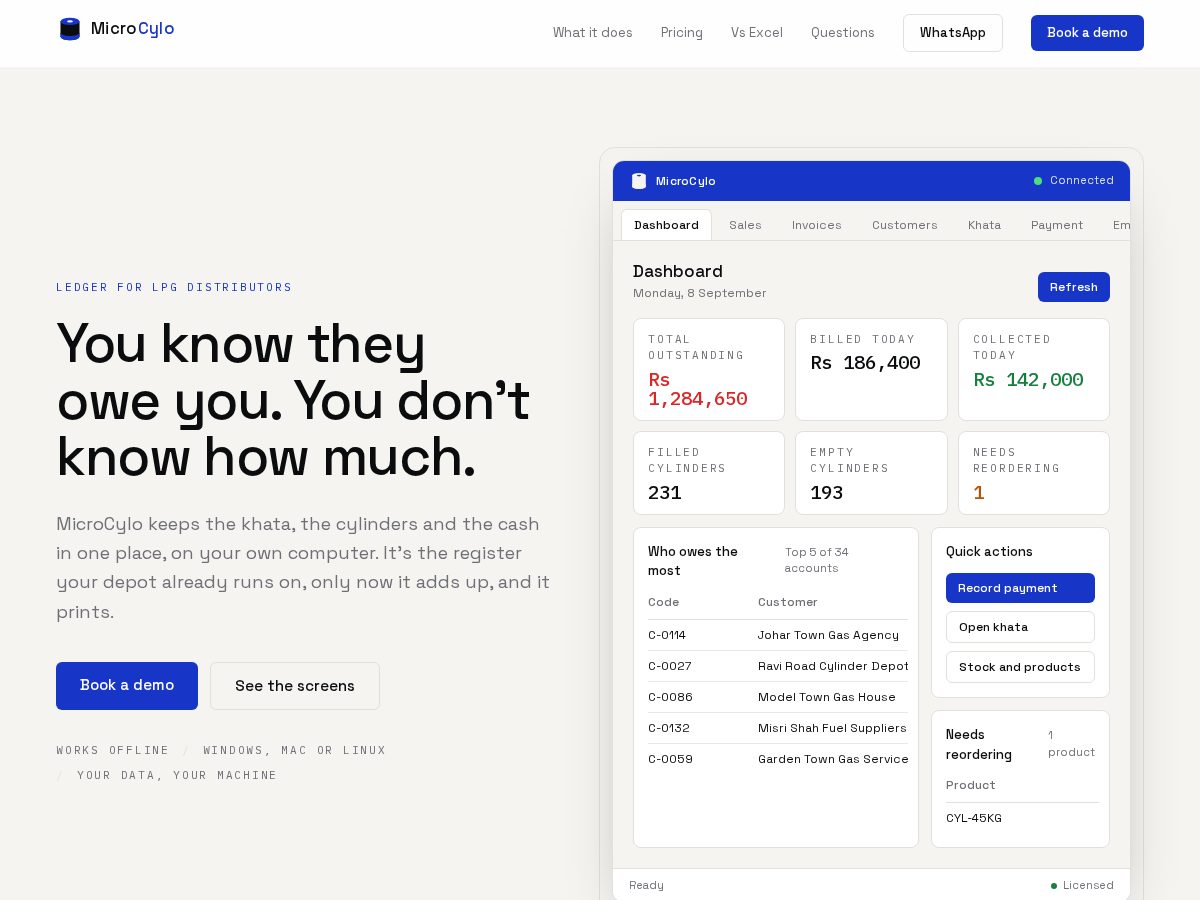 Landing-page snapshot of microcylo.com