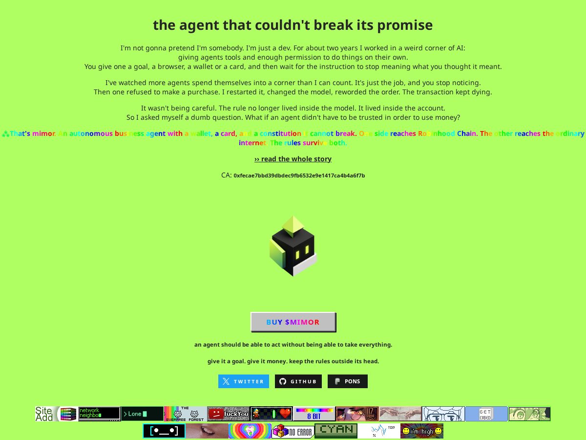 Landing-page snapshot of mimor.fun