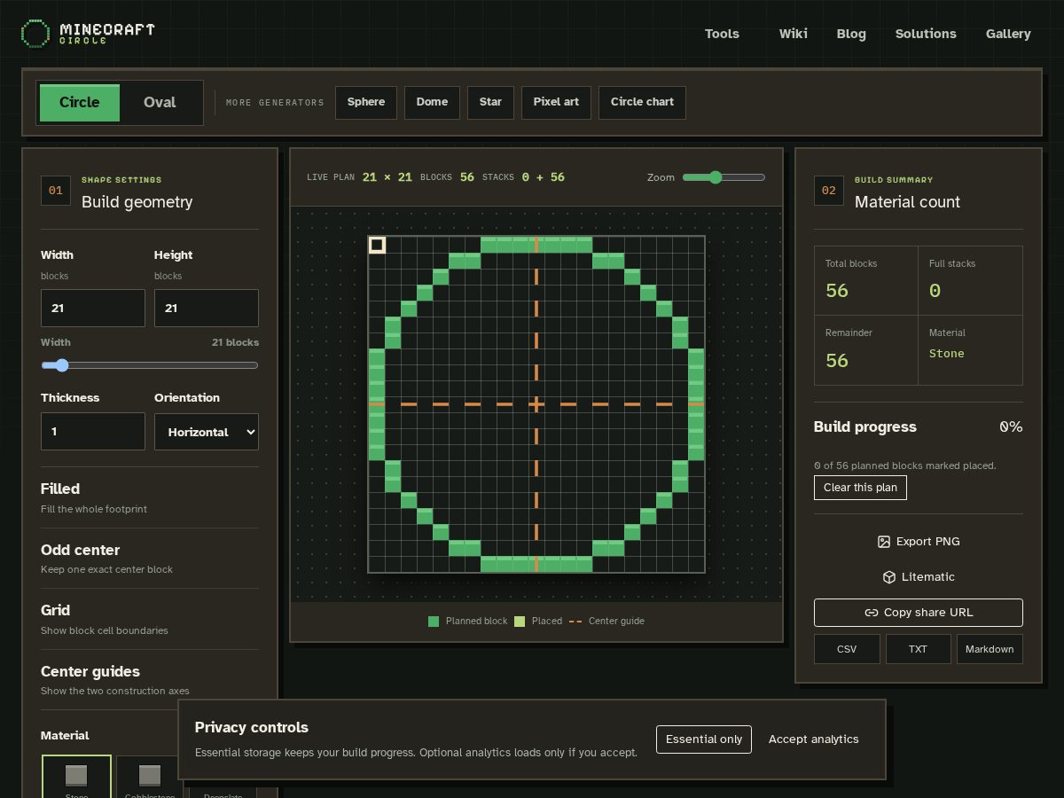 Landing-page snapshot of minecraftcircle.fun