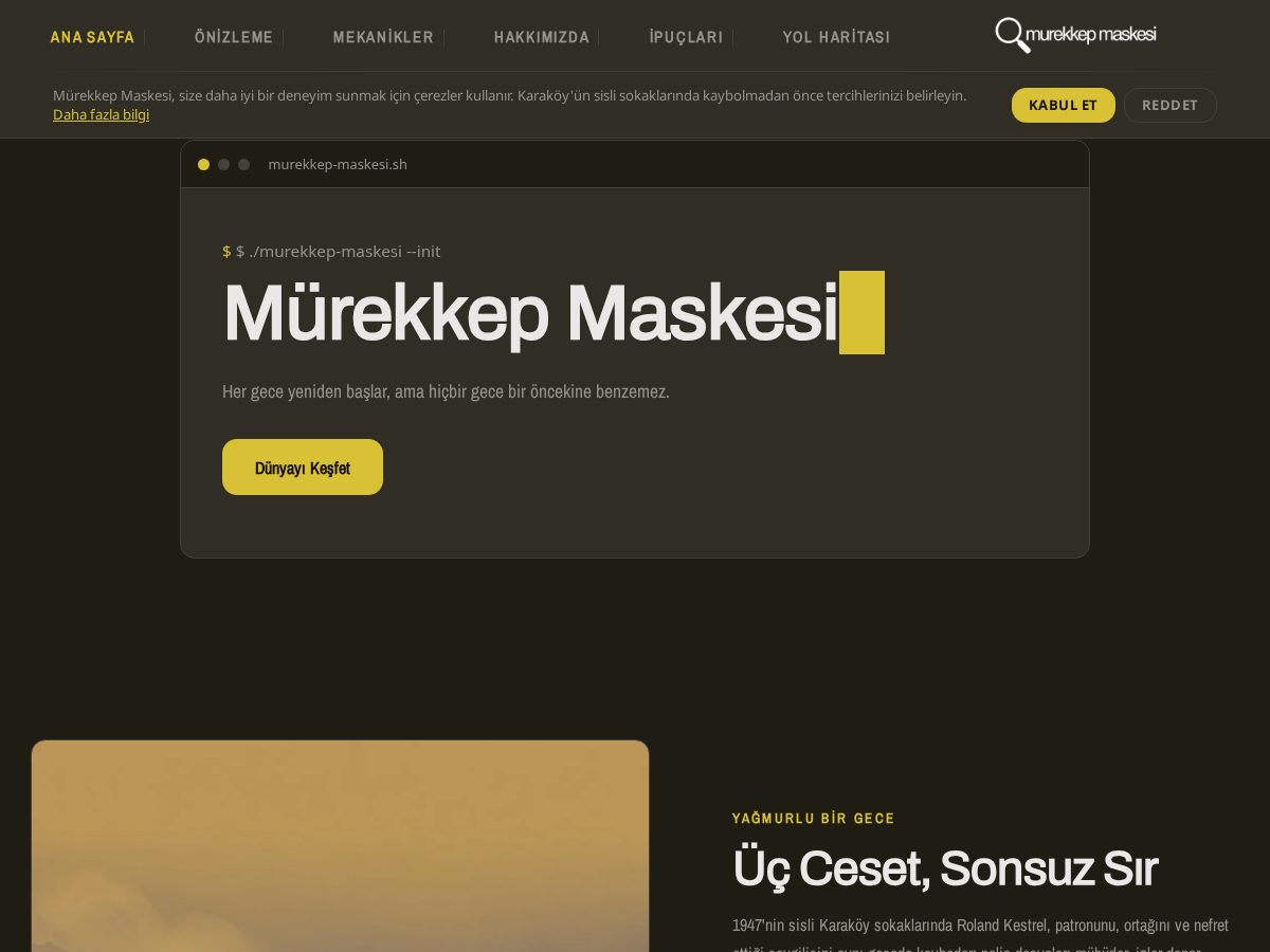 Landing-page snapshot of murekkepmaskes.com