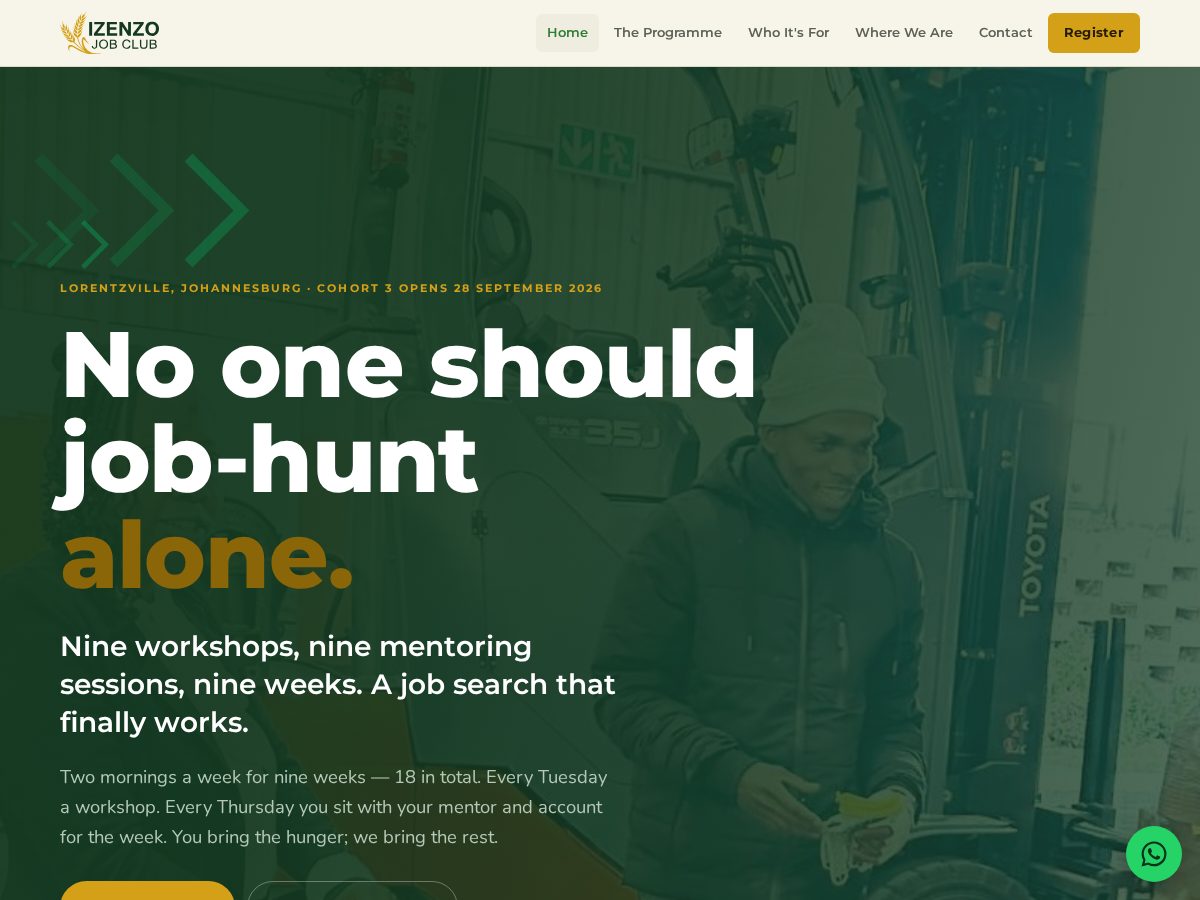 Landing-page snapshot of myjobclub.africa