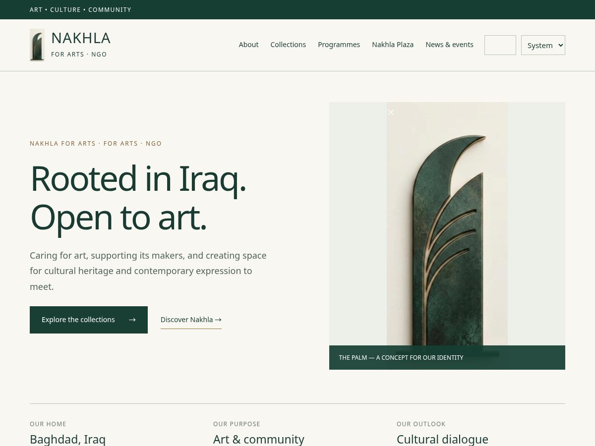 Landing-page snapshot of nakhlaarts.org