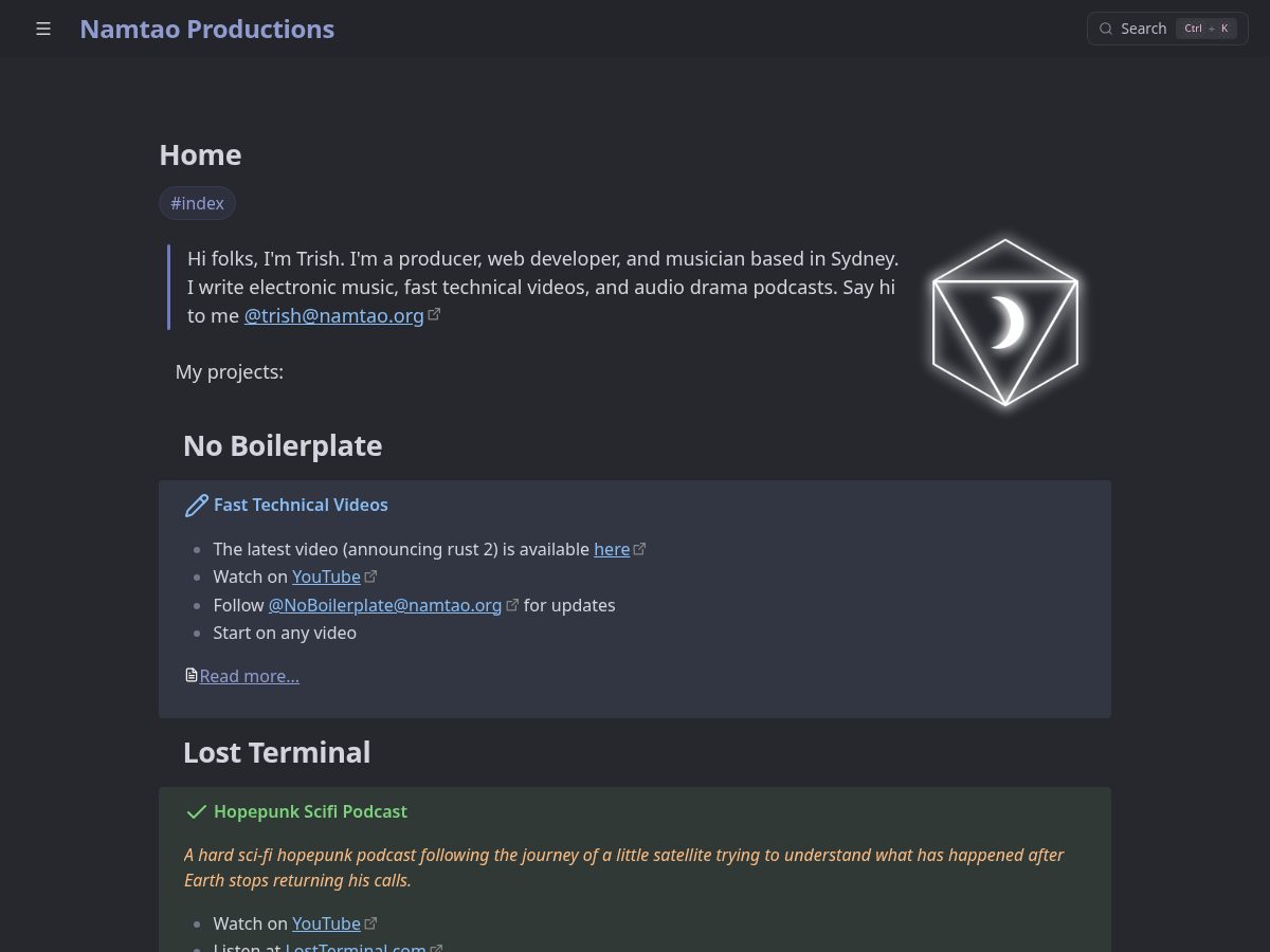 Landing-page snapshot of namtao.org