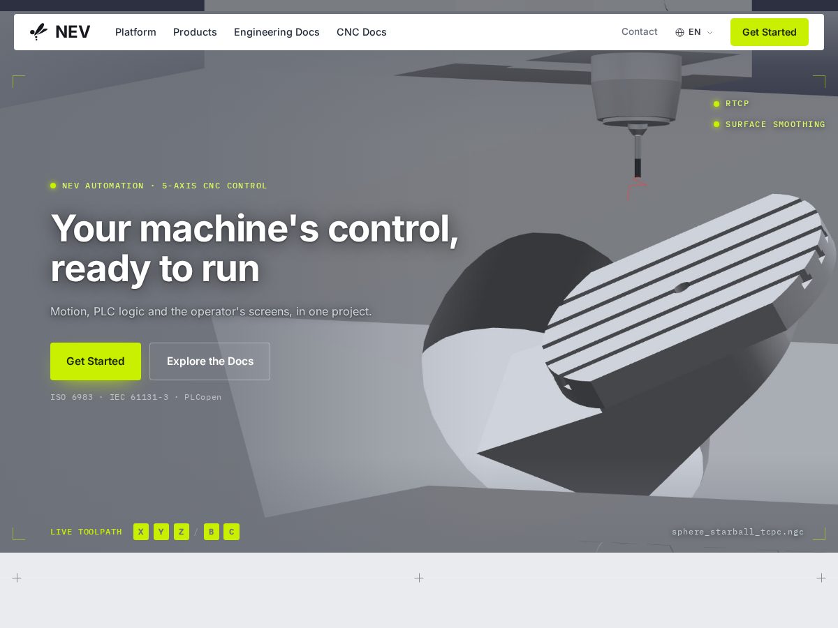 Landing-page snapshot of nevautomation.com