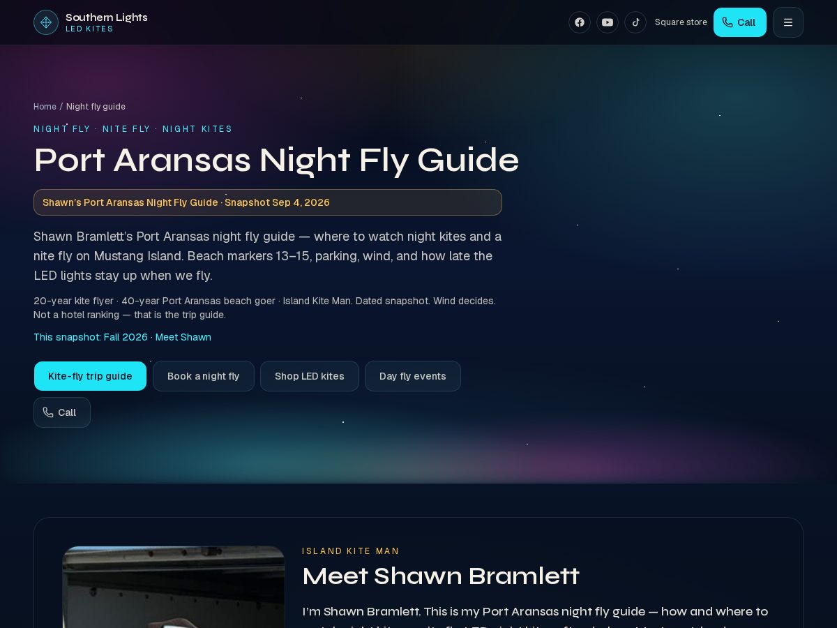 Landing-page snapshot of nightflyportaransas.com