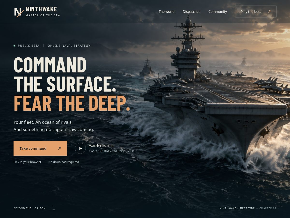 Landing-page snapshot of ninthwake.com