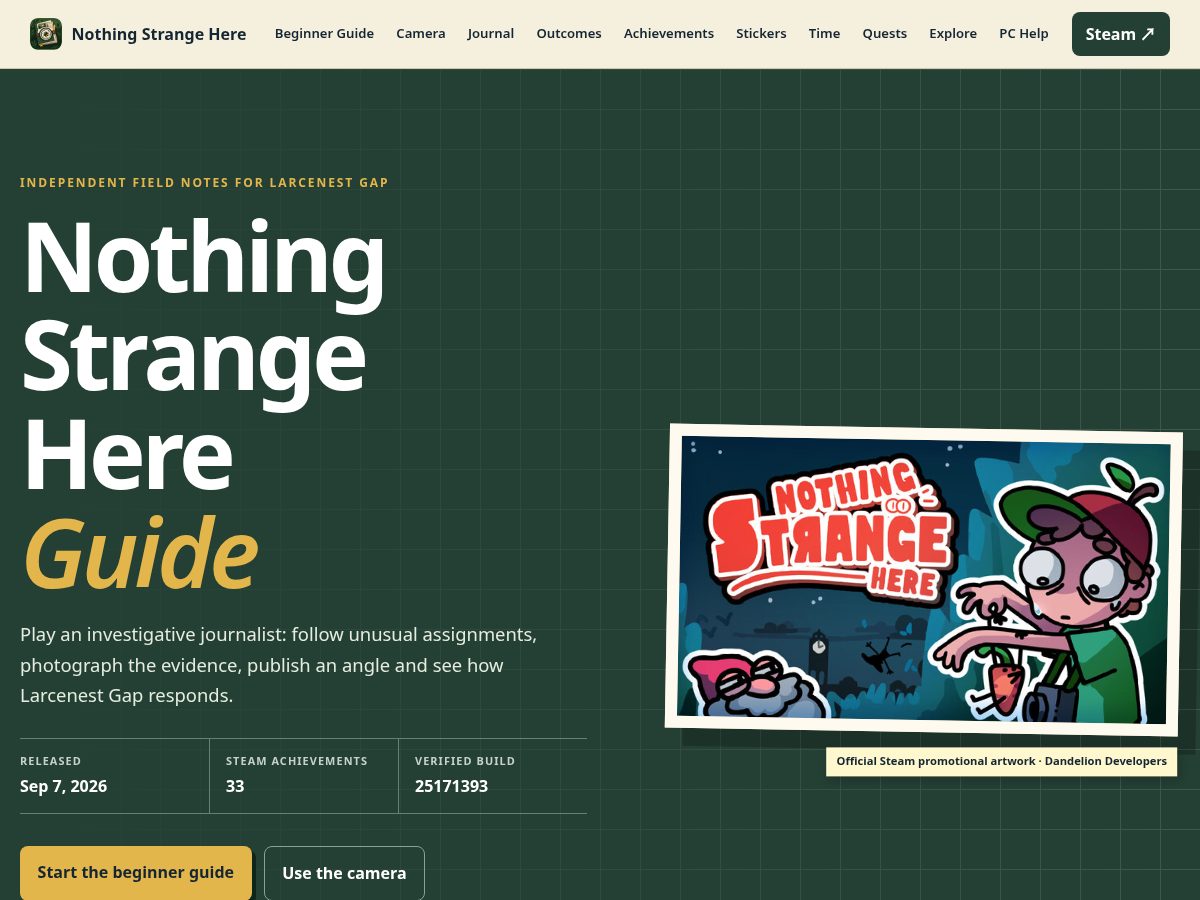 Landing-page snapshot of nothingstrangehere.site