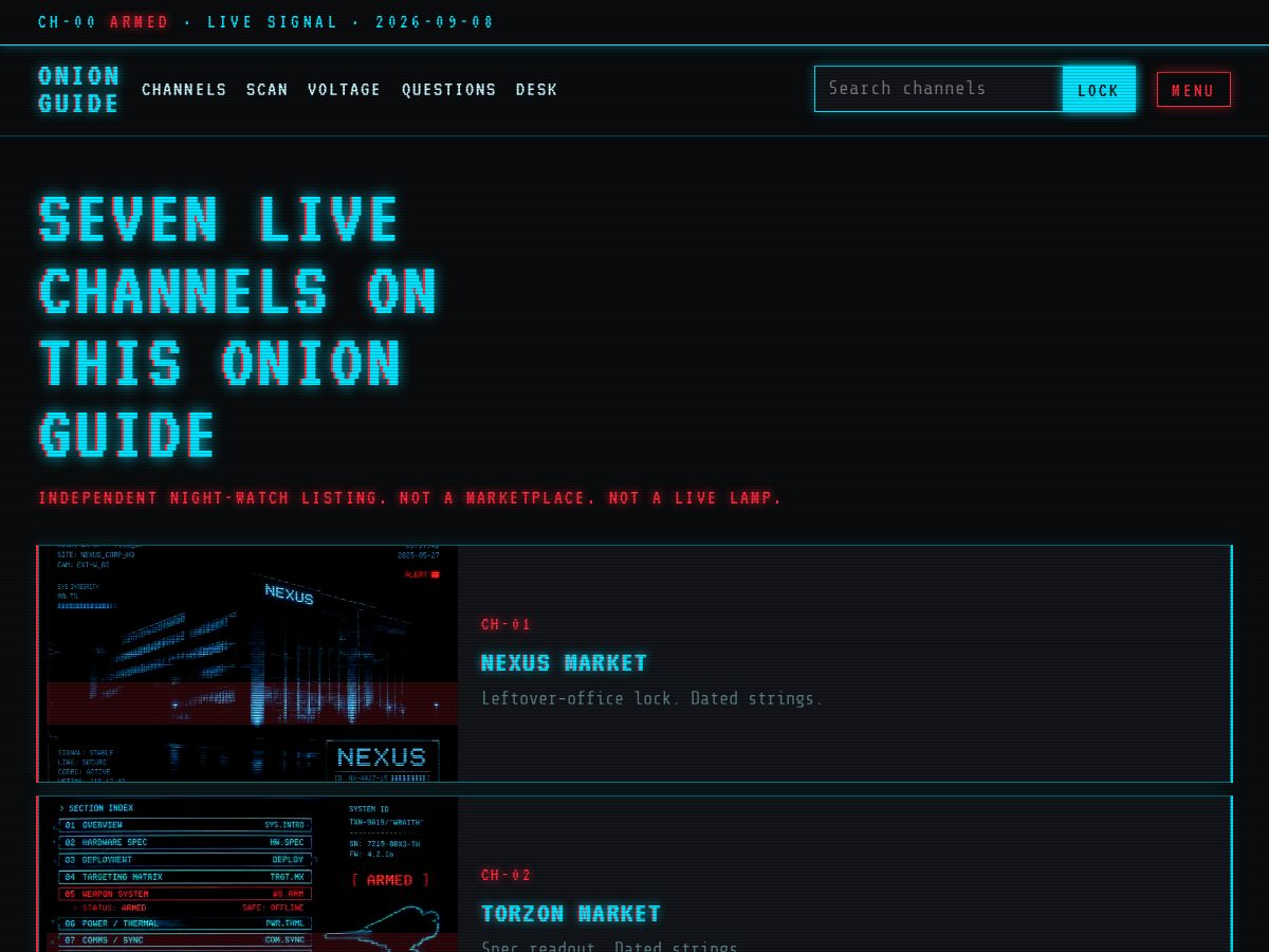 Landing-page snapshot of onion-guide.com