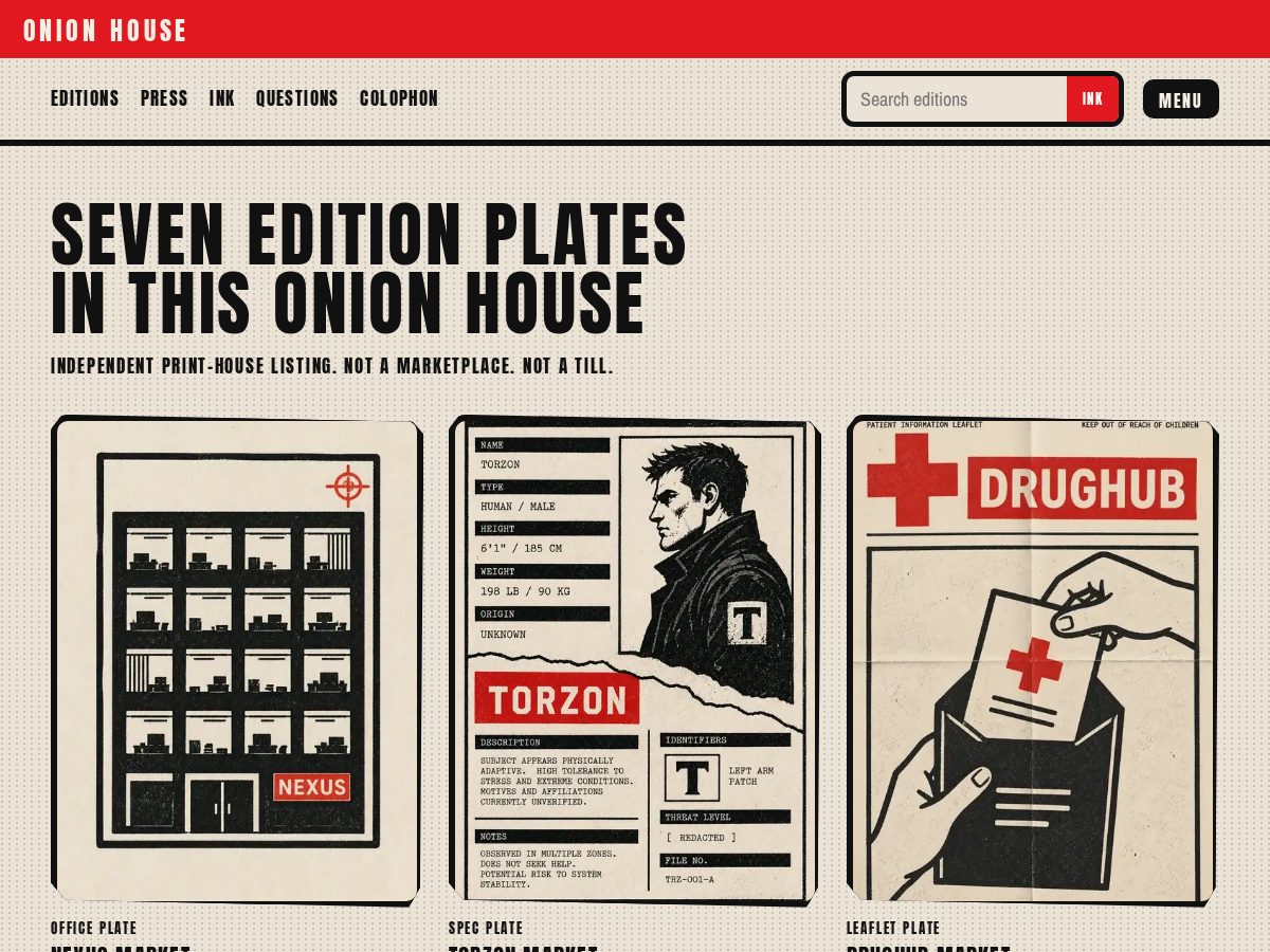 Landing-page snapshot of onion-house.com