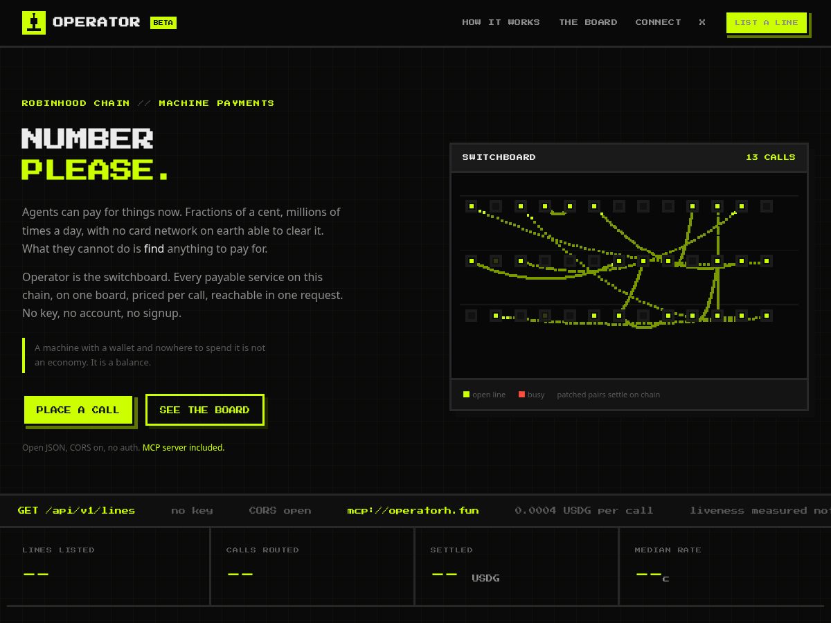 Landing-page snapshot of operatorh.fun