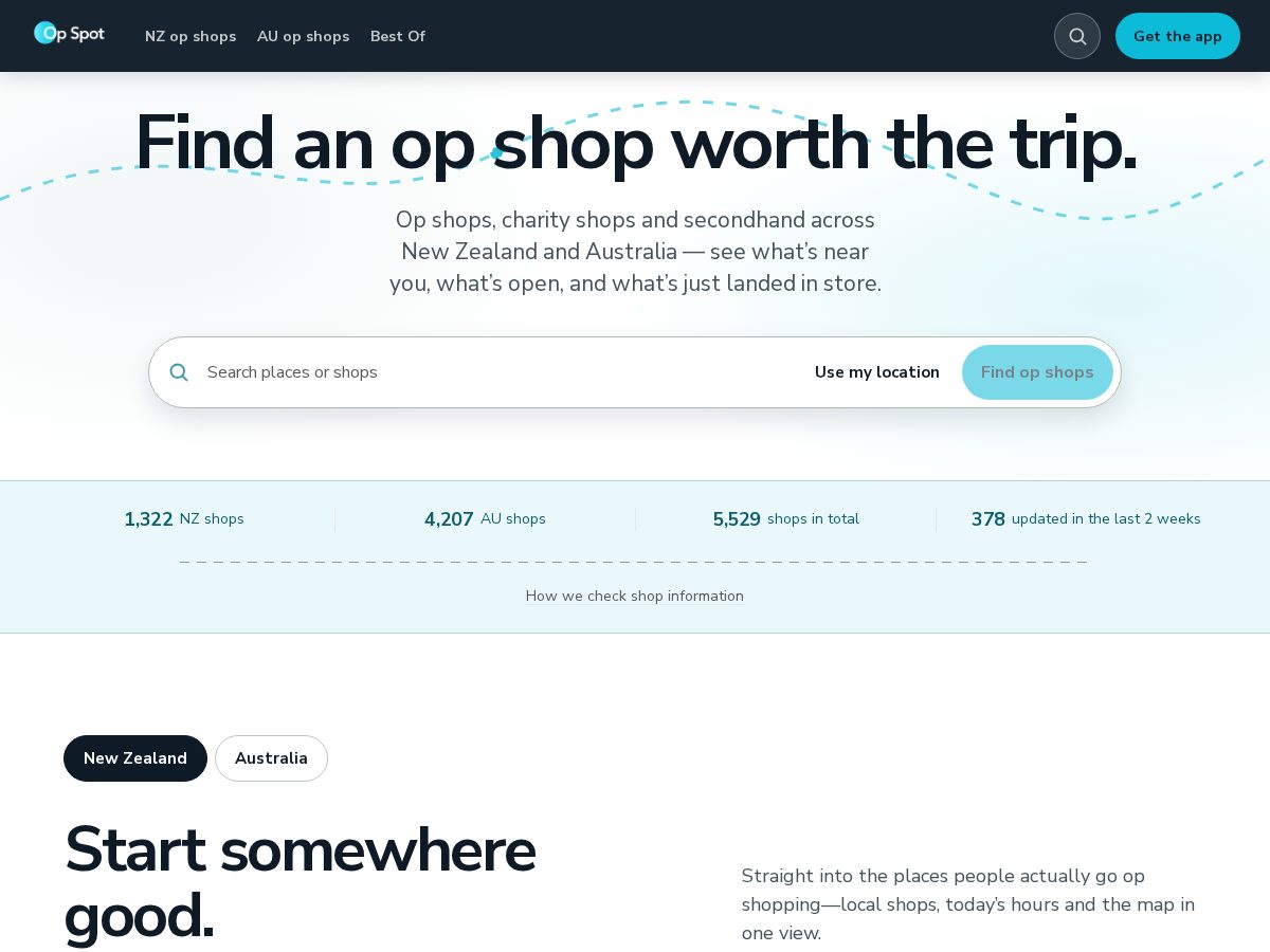 Landing-page snapshot of opshops.org