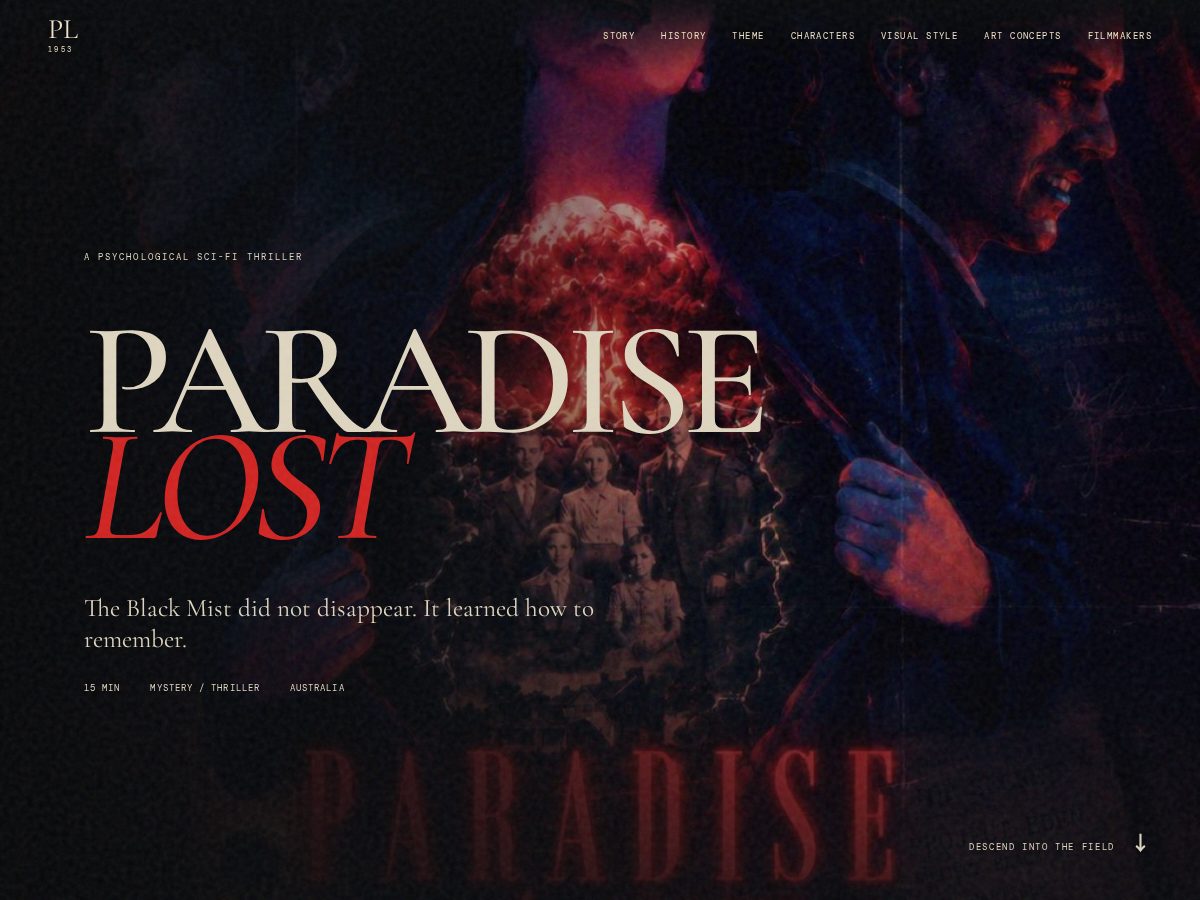 Landing-page snapshot of paradiselostfilm.xyz