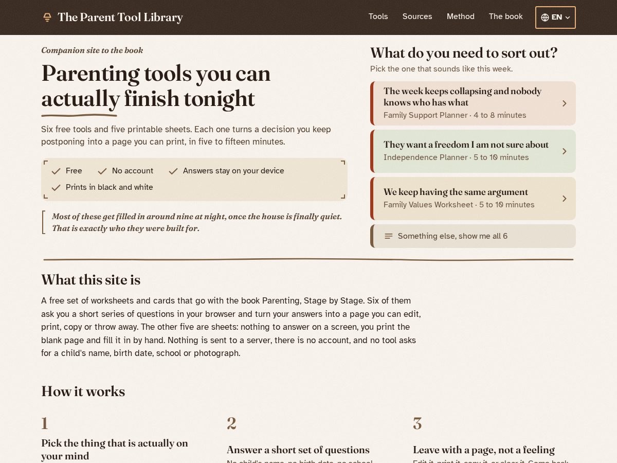 Landing-page snapshot of parentingstagebystage.com