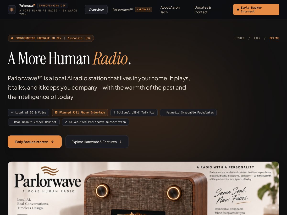 Landing-page snapshot of parlorwave.com